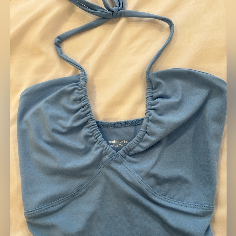 Blue halter neck bodysuit